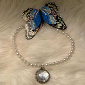 Faux Pearls Vintage Rare Unique One of a Kind Handmade Charm Necklace